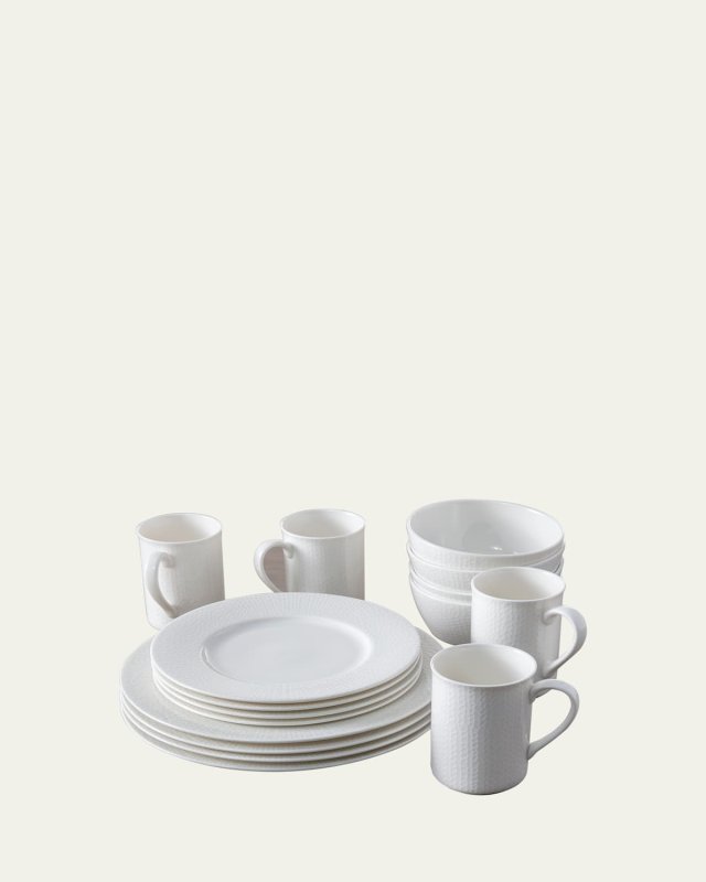 16-Piece Amanda White Embossed Dinnerware Set